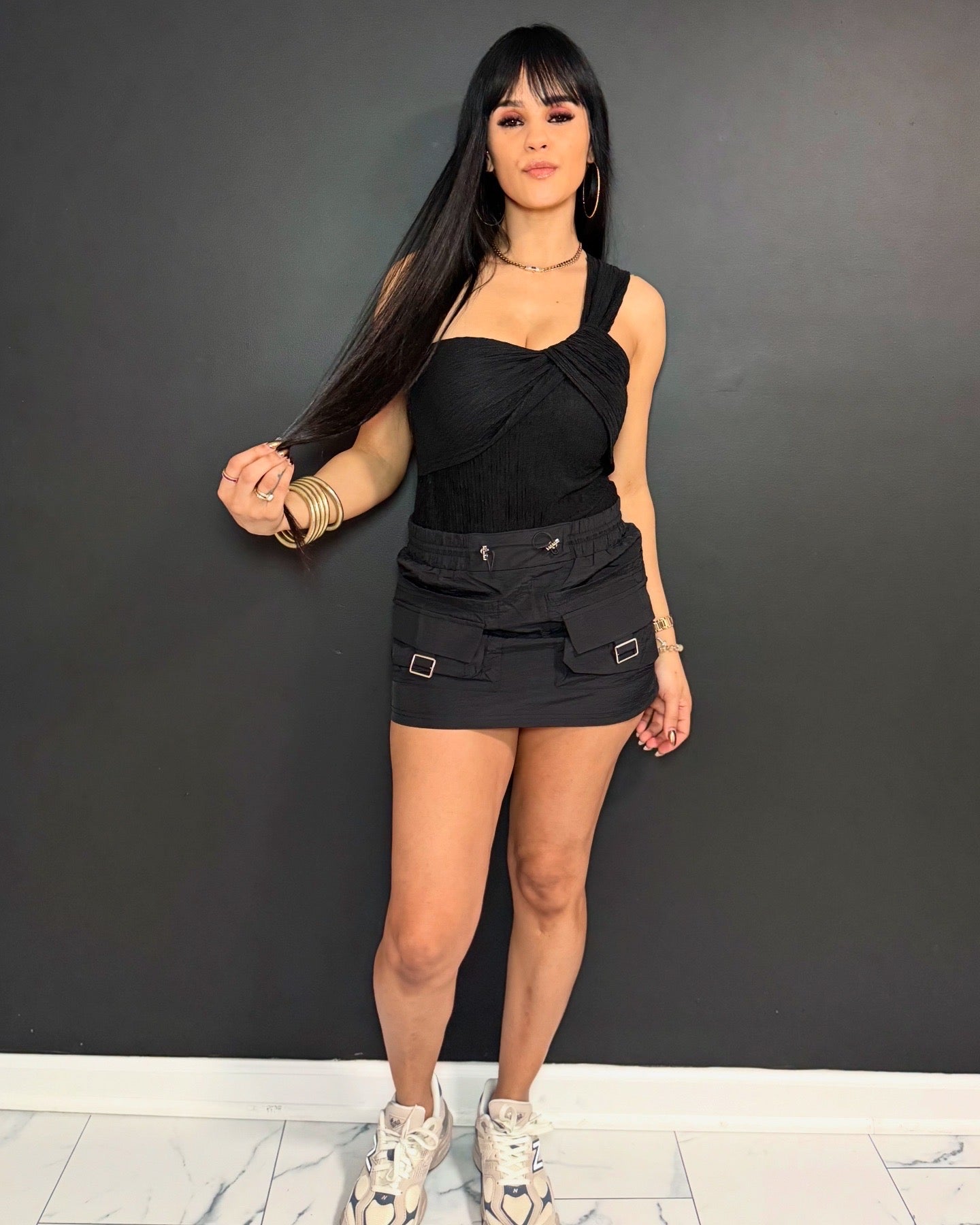 Black Cargo Skirt