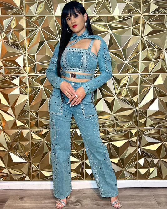 Denim Rihenstone Set