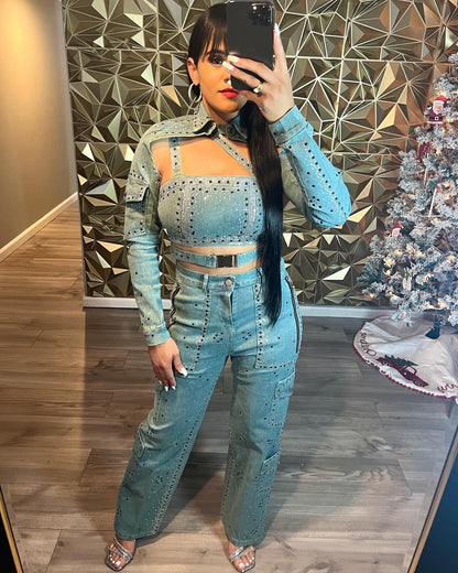 Denim Rihenstone Set