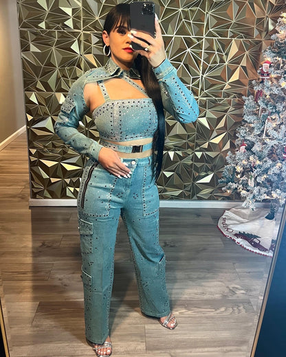 Denim Rihenstone Set