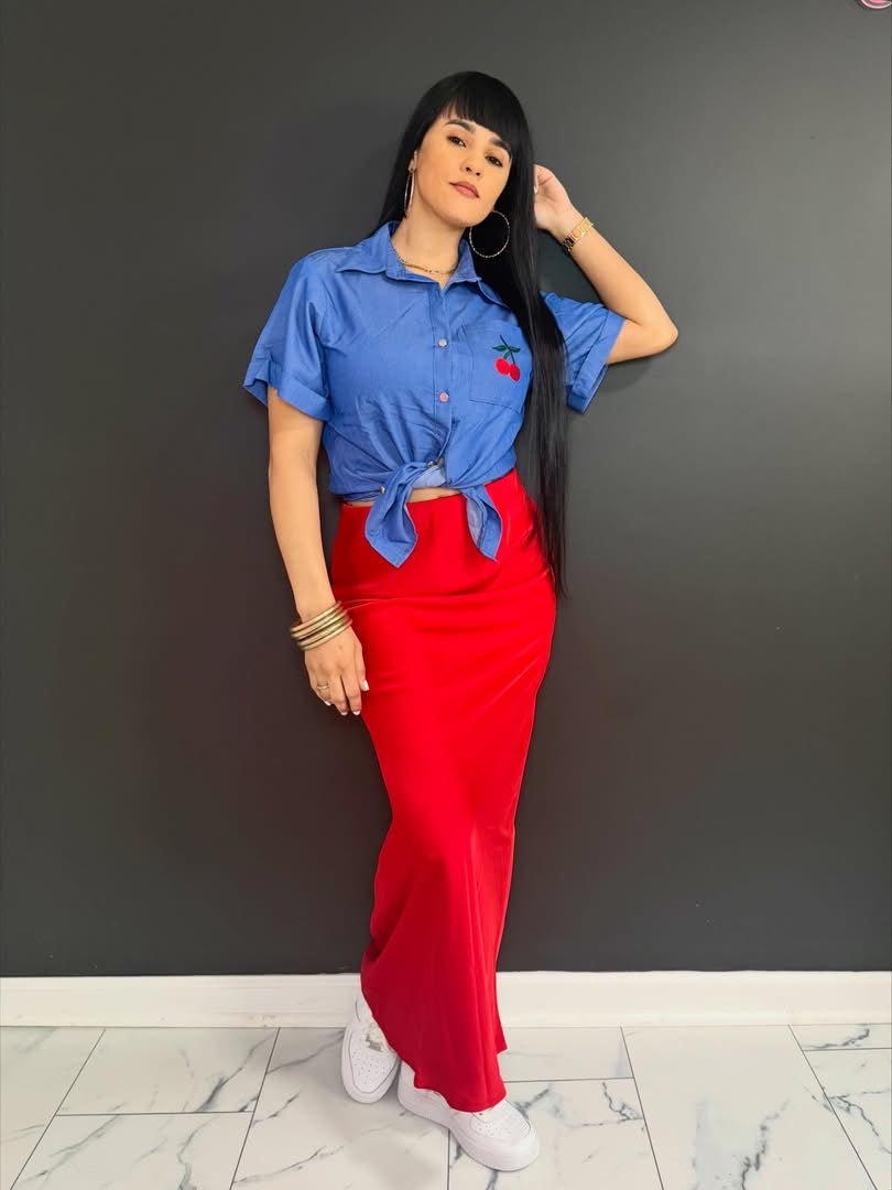 Blue cherry blouse