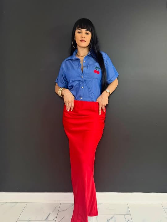 Blue cherry blouse