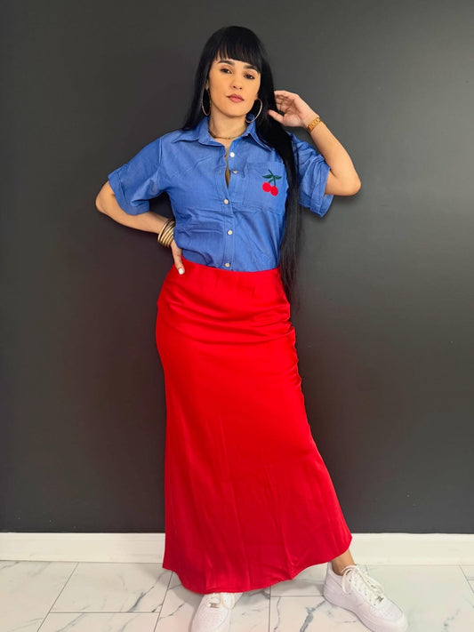 Blue cherry blouse