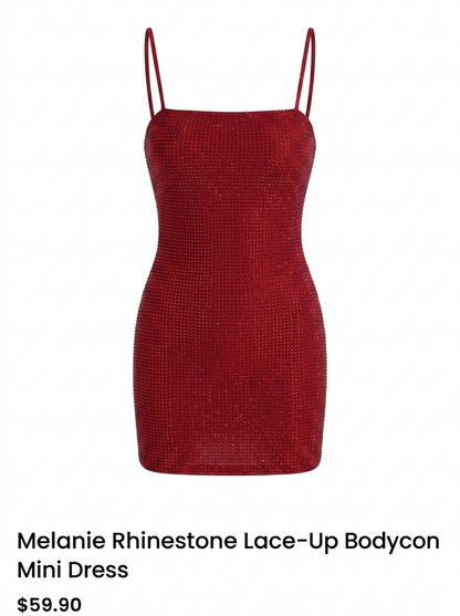 Rihenstone red mini dress