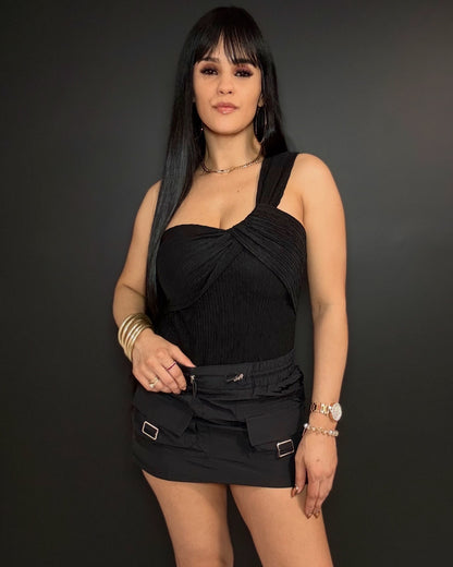 Black Cargo Skirt