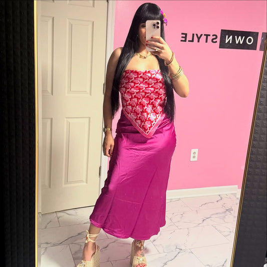 Pañuelo rosa corazones